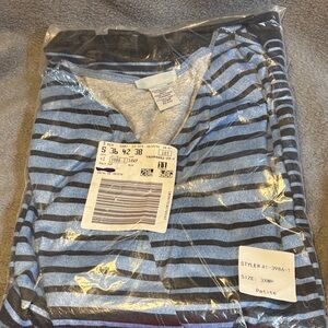 Catherines Blue and Black Striped V-Neck Knit Tunic